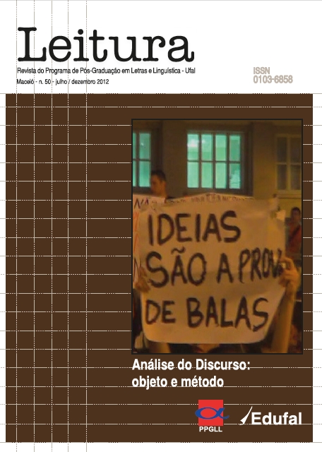 					Visualizar n. 50 (2012): Análise do Discurso: objeto e método
				